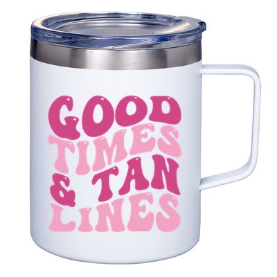 Good Times And Tan Lines Summer Groovy 12oz Stainless Steel Coffee Mug