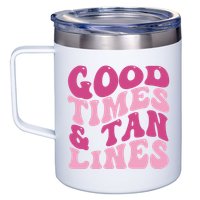 Good Times And Tan Lines Summer Groovy 12oz Stainless Steel Coffee Mug