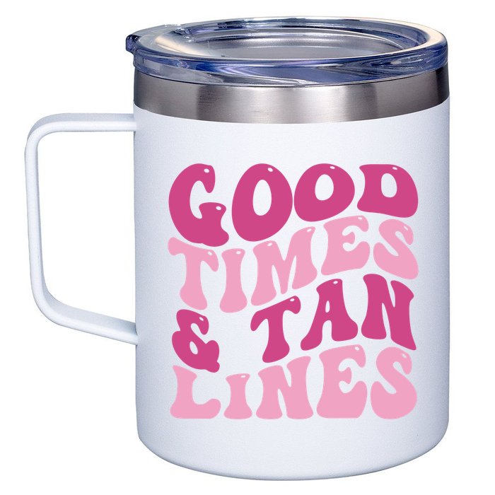 Good Times And Tan Lines Summer Groovy 12oz Stainless Steel Coffee Mug