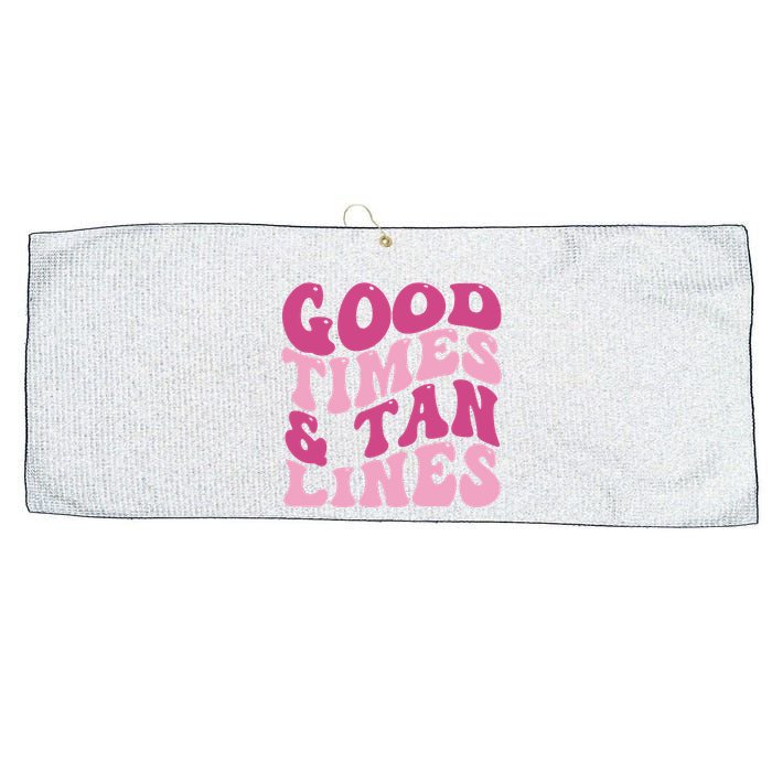 Good Times And Tan Lines Summer Groovy Large Microfiber Waffle Golf Towel