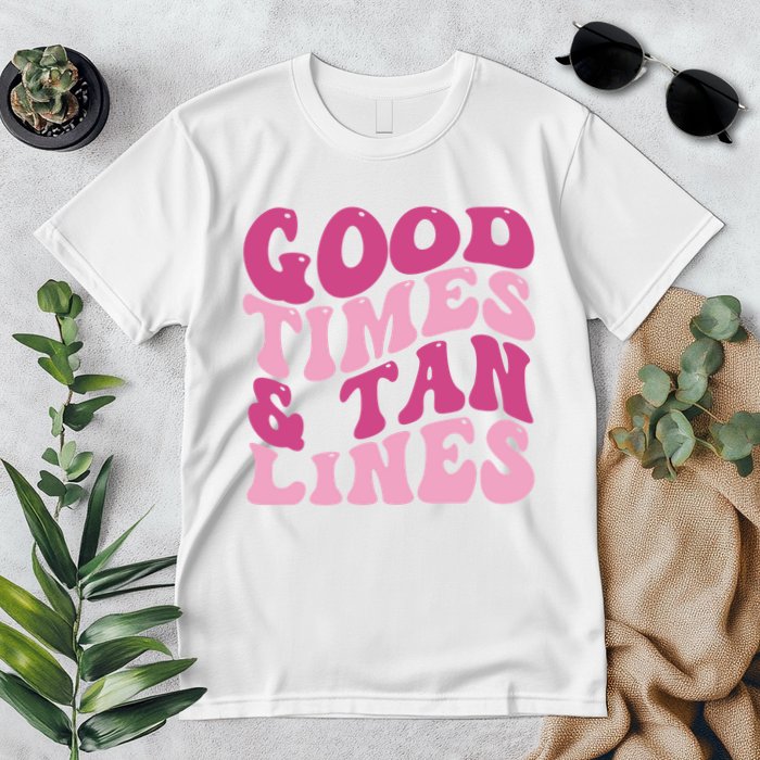 Good Times And Tan Lines Summer Groovy Premium T-Shirt