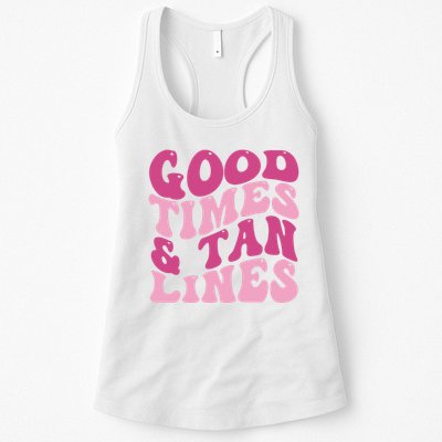 Good Times And Tan Lines Summer Groovy Womens Tank Top