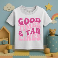 Good Times And Tan Lines Summer Groovy Toddler T-Shirt