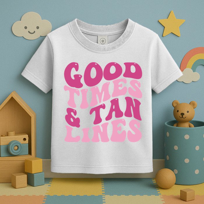 Good Times And Tan Lines Summer Groovy Toddler T-Shirt