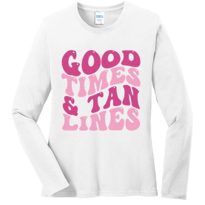 Good Times And Tan Lines Summer Groovy Ladies Long Sleeve Shirt