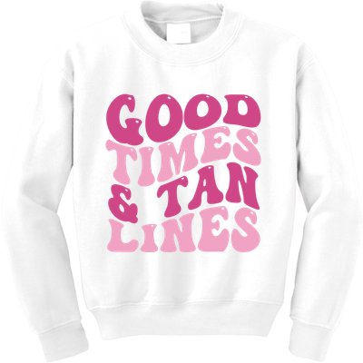 Good Times And Tan Lines Summer Groovy Kids Sweatshirt