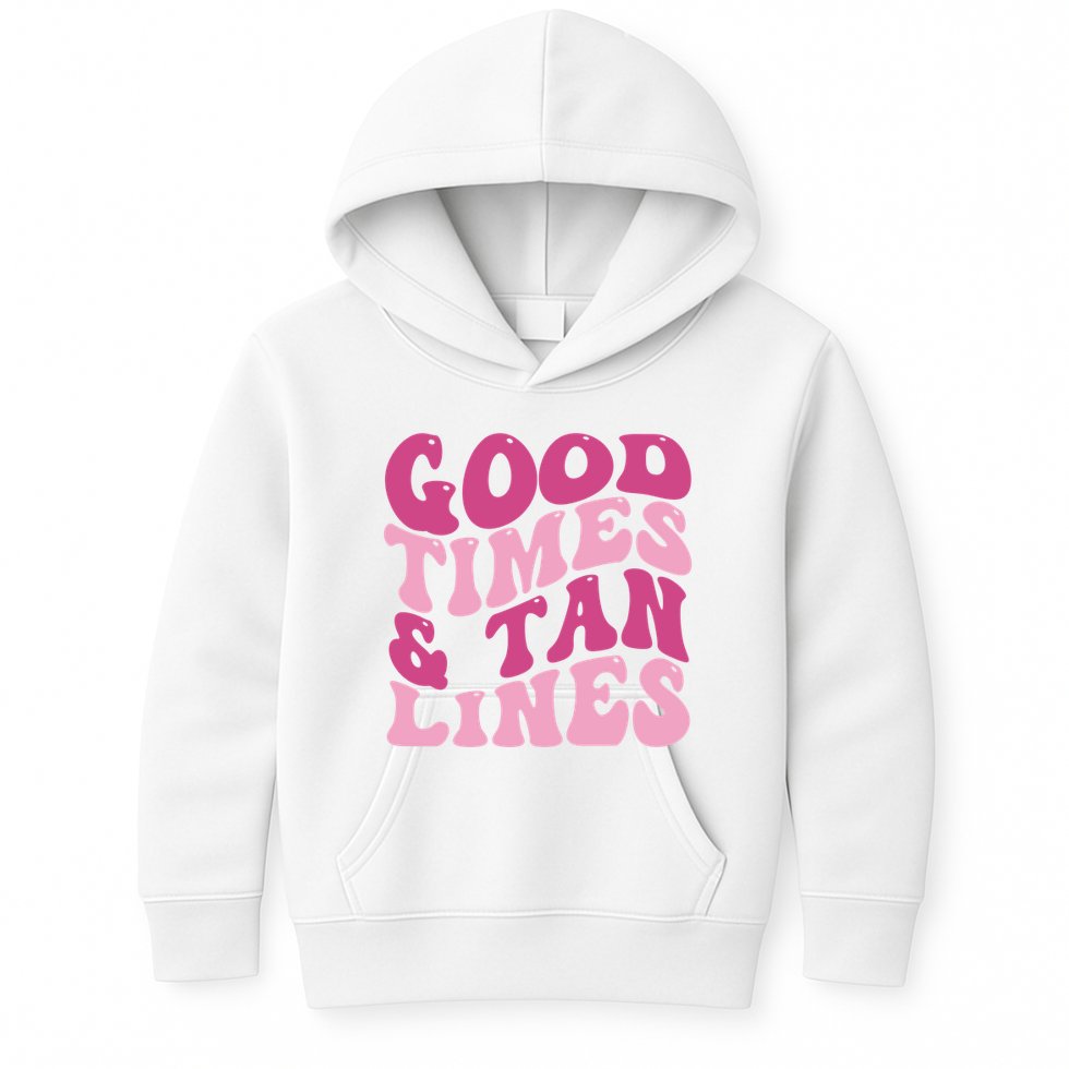 Good Times And Tan Lines Summer Groovy Kids Hoodie
