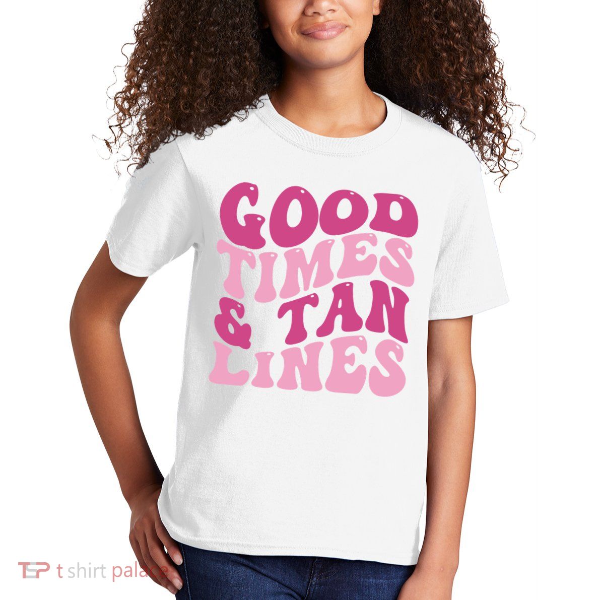 Good Times And Tan Lines Summer Groovy Kids T-Shirt