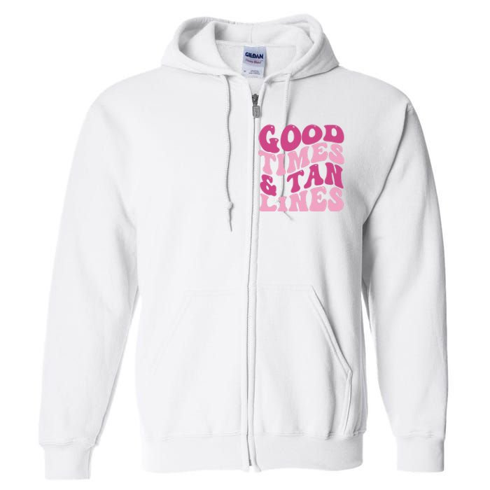 Good Times And Tan Lines Summer Groovy Full Zip Hoodie