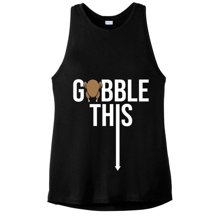 Gobble This Arrow Funny Thanksgiving Holiday Ladies PosiCharge Tri-Blend Wicking Tank