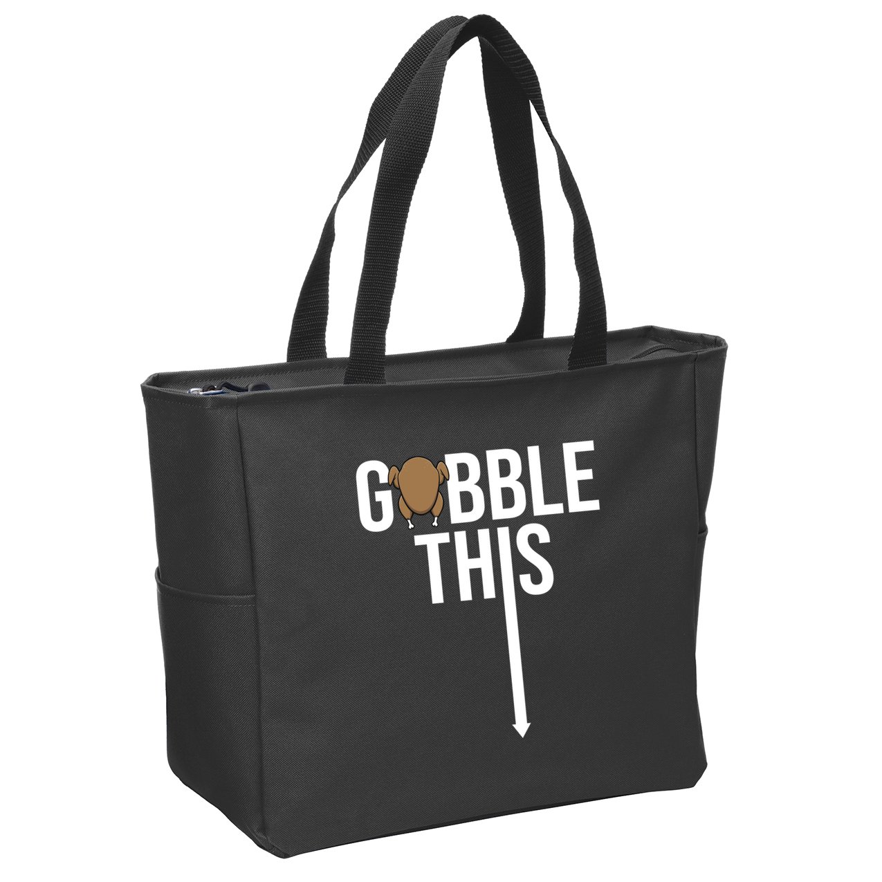 Gobble This Arrow Funny Thanksgiving Holiday Zip Tote Bag