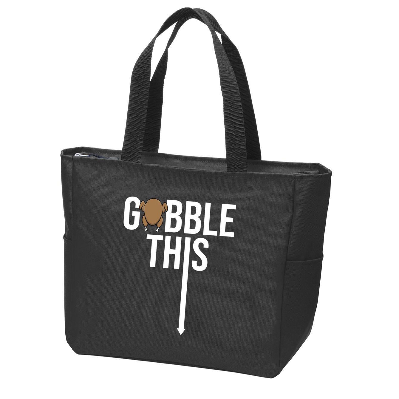 Gobble This Arrow Funny Thanksgiving Holiday Zip Tote Bag