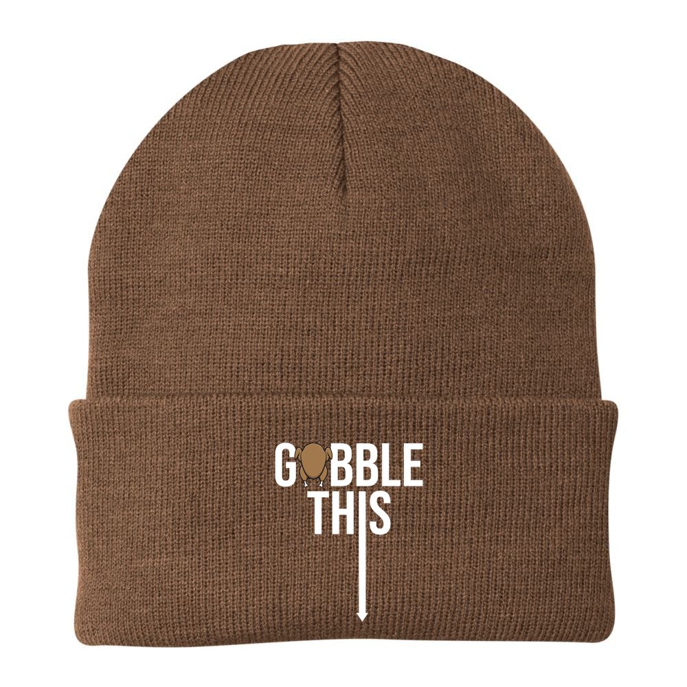Gobble This Arrow Funny Thanksgiving Holiday Beanie
