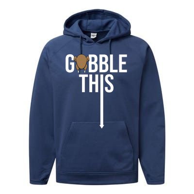 Gobble This Arrow Funny Thanksgiving Holiday Performance Fleece Hoodie