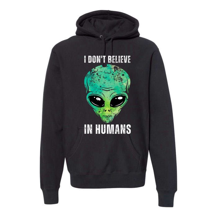 Green Turquoise Alien Face Halloween Costume Premium Hoodie