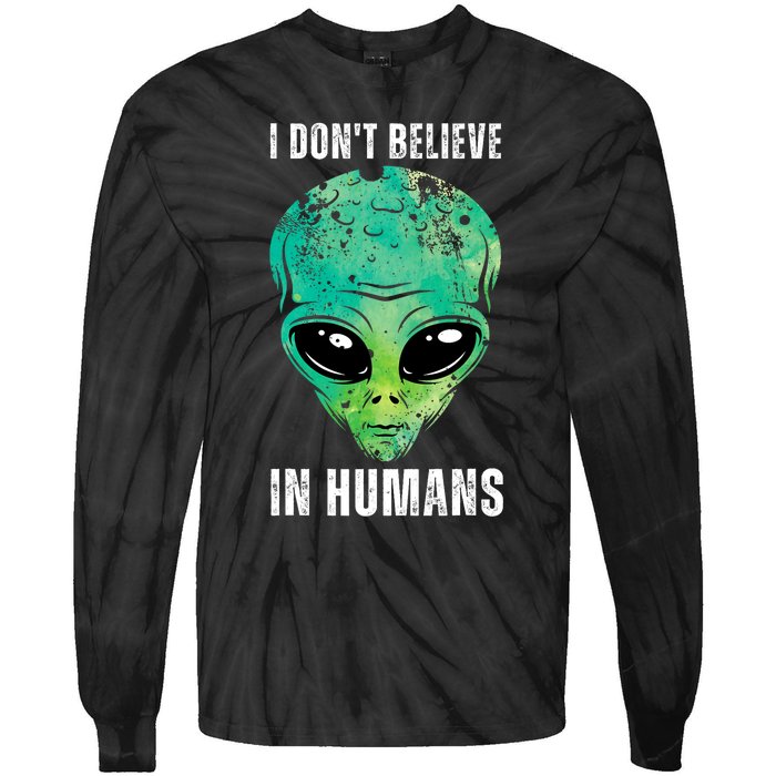 Green Turquoise Alien Face Halloween Costume Tie-Dye Long Sleeve Shirt