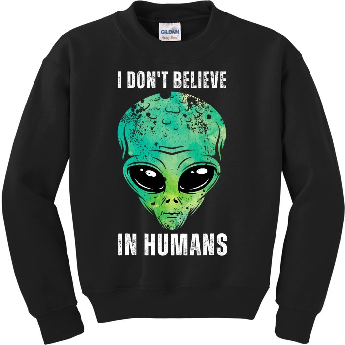 Green Turquoise Alien Face Halloween Costume Kids Sweatshirt