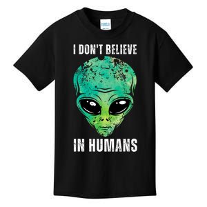 Green Turquoise Alien Face Halloween Costume Kids T-Shirt