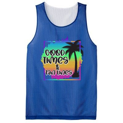 Good Times And Tan Lines Beach Paradise Gift Mesh Reversible Basketball Jersey Tank