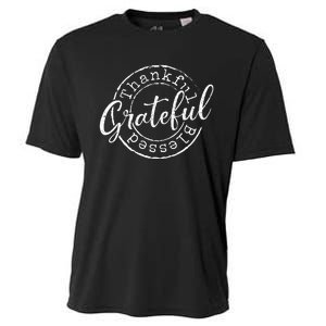 Grateful Thankful Blessed Woman Thanksgiving Gift Nana Mom Cooling Performance Crew T-Shirt