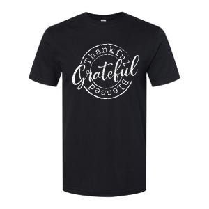 Grateful Thankful Blessed Woman Thanksgiving Gift Nana Mom Softstyle CVC T-Shirt