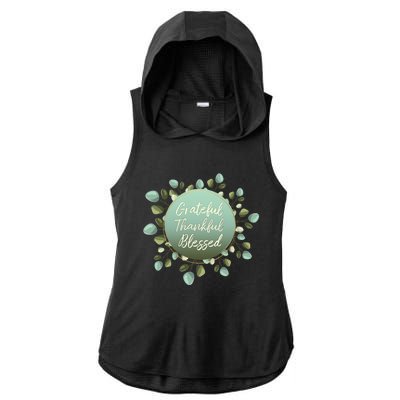 Grateful Thankful Blessed Thanksgiving Positive Message Cute Gift Ladies PosiCharge Tri-Blend Wicking Draft Hoodie Tank