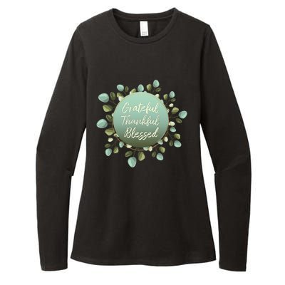 Grateful Thankful Blessed Thanksgiving Positive Message Cute Gift Womens CVC Long Sleeve Shirt