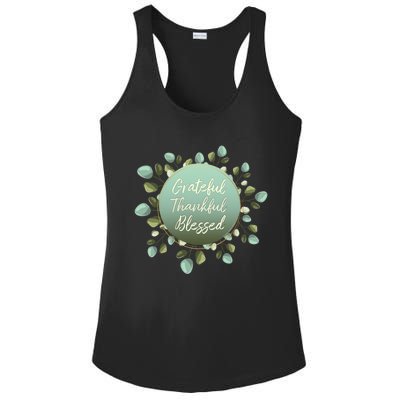 Grateful Thankful Blessed Thanksgiving Positive Message Cute Gift Ladies PosiCharge Competitor Racerback Tank