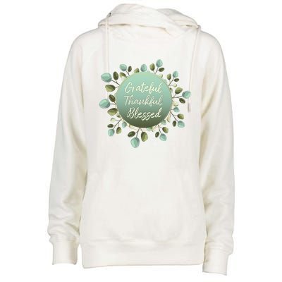 Grateful Thankful Blessed Thanksgiving Positive Message Cute Gift Womens Funnel Neck Pullover Hood