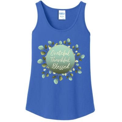 Grateful Thankful Blessed Thanksgiving Positive Message Cute Gift Ladies Essential Tank