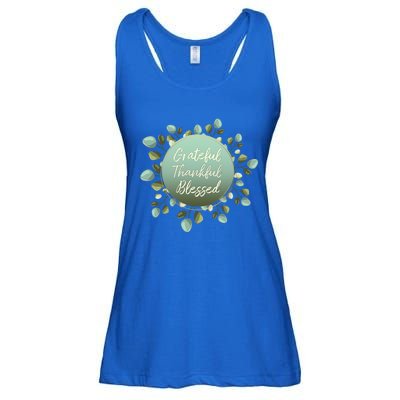 Grateful Thankful Blessed Thanksgiving Positive Message Cute Gift Ladies Essential Flowy Tank