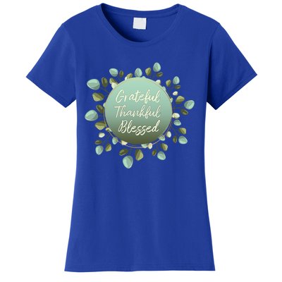 Grateful Thankful Blessed Thanksgiving Positive Message Cute Gift Women's T-Shirt