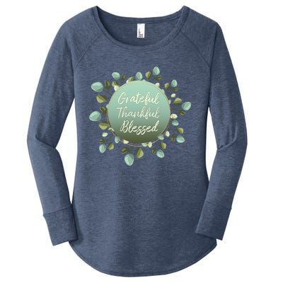 Grateful Thankful Blessed Thanksgiving Positive Message Cute Gift Women's Perfect Tri Tunic Long Sleeve Shirt