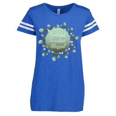 Grateful Thankful Blessed Thanksgiving Positive Message Cute Gift Enza Ladies Jersey Football T-Shirt