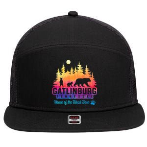 Gatlinburg Tennessee Bear Great Smoky Mountains Tie Dye 7 Panel Mesh Trucker Snapback Hat