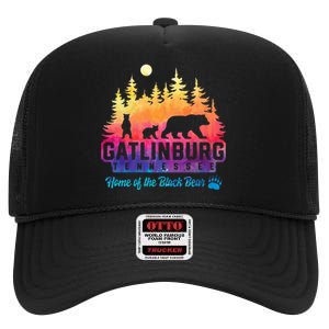 Gatlinburg Tennessee Bear Great Smoky Mountains Tie Dye High Crown Mesh Back Trucker Hat