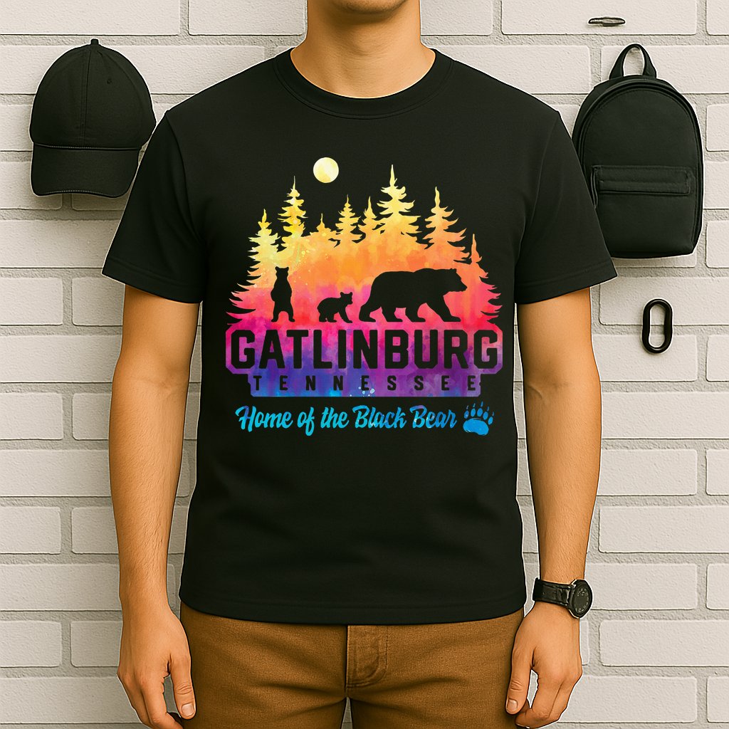 Gatlinburg Tennessee Bear Great Smoky Mountains Tie Dye T-Shirt