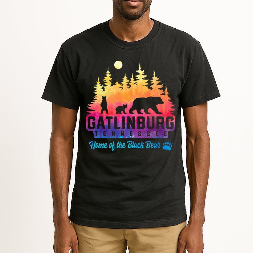 Gatlinburg Tennessee Bear Great Smoky Mountains Tie Dye Tall T-Shirt
