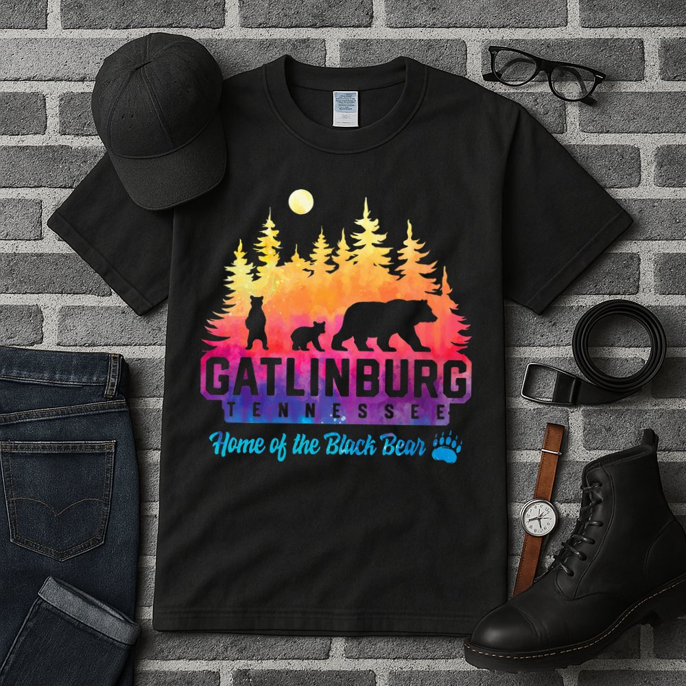 Gatlinburg Tennessee Bear Great Smoky Mountains Tie Dye Tall T-Shirt