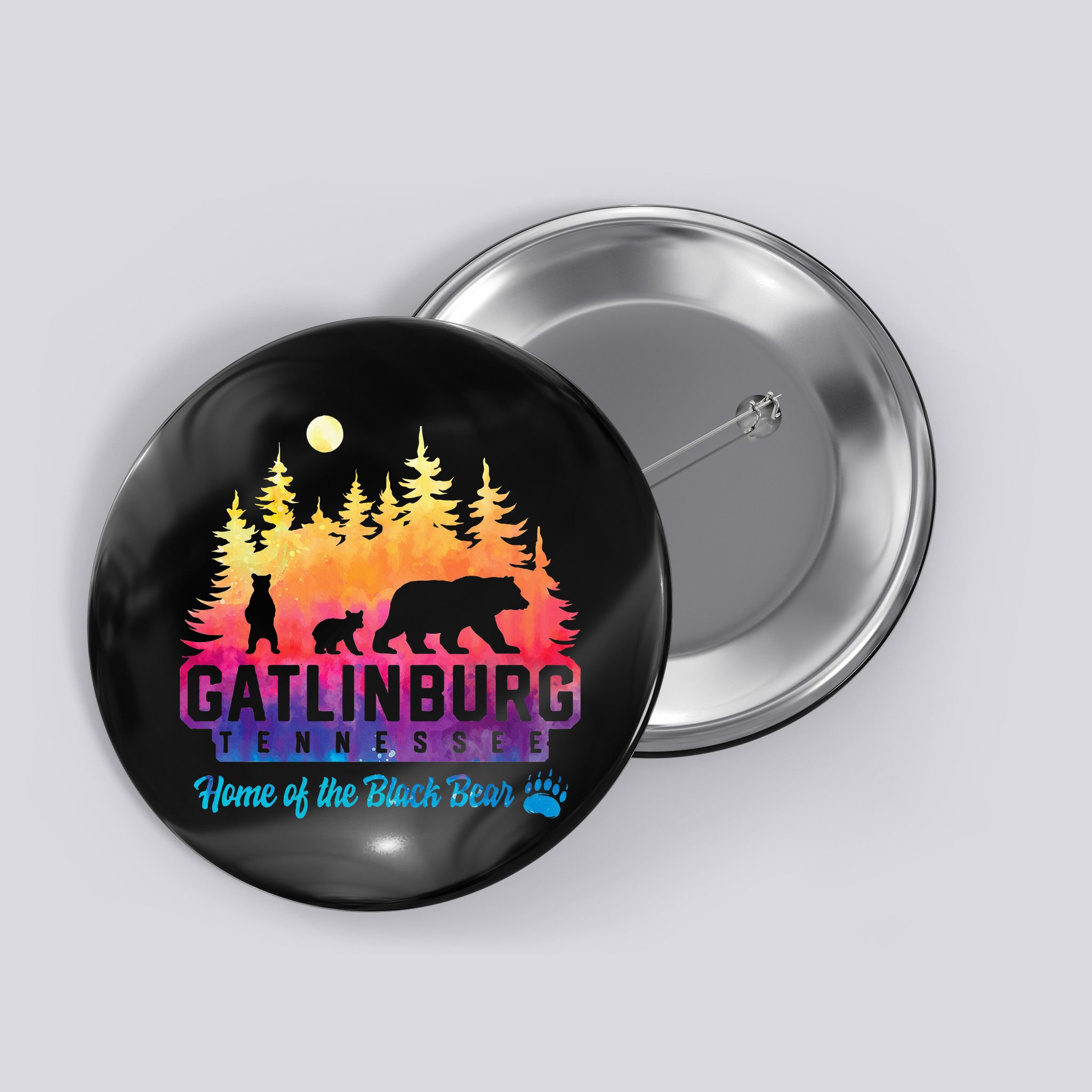 Gatlinburg Tennessee Bear Great Smoky Mountains Tie Dye Button