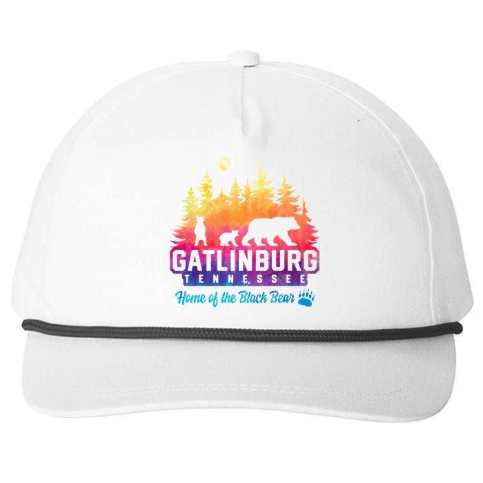 Gatlinburg Tennessee Bear Great Smoky Mountains Tie Dye Snapback Five-Panel Rope Hat