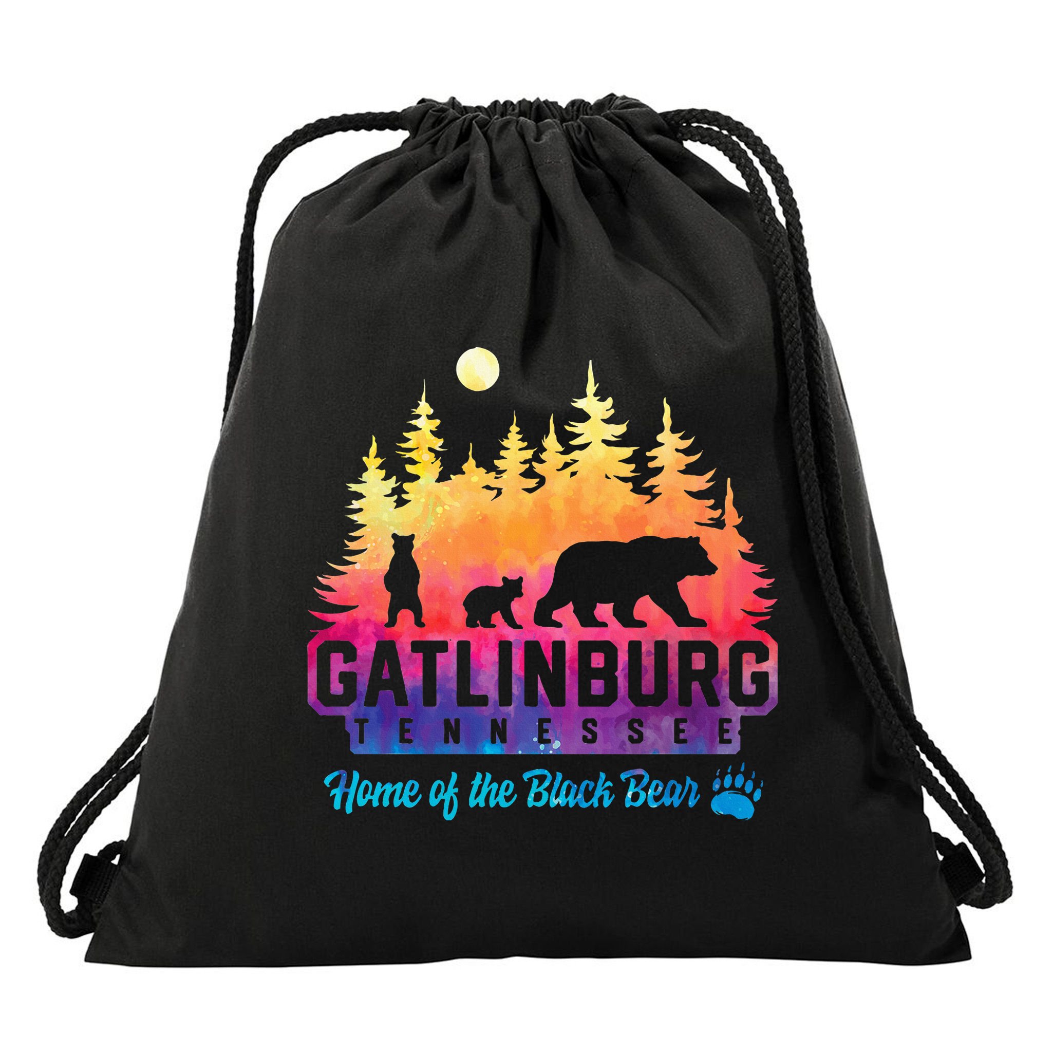 Gatlinburg Tennessee Bear Great Smoky Mountains Tie Dye Drawstring Bag