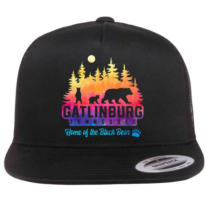 Gatlinburg Tennessee Bear Great Smoky Mountains Tie Dye Flat Bill Trucker Hat