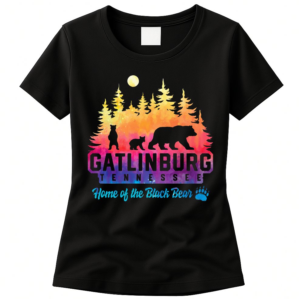 Gatlinburg Tennessee Bear Great Smoky Mountains Tie Dye Womens T-Shirt