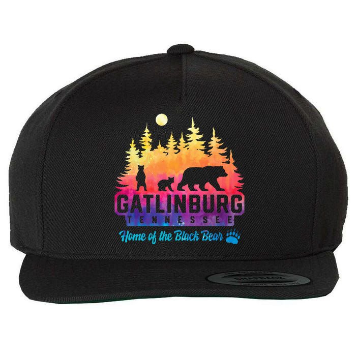 Gatlinburg Tennessee Bear Great Smoky Mountains Tie Dye Wool Snapback Cap