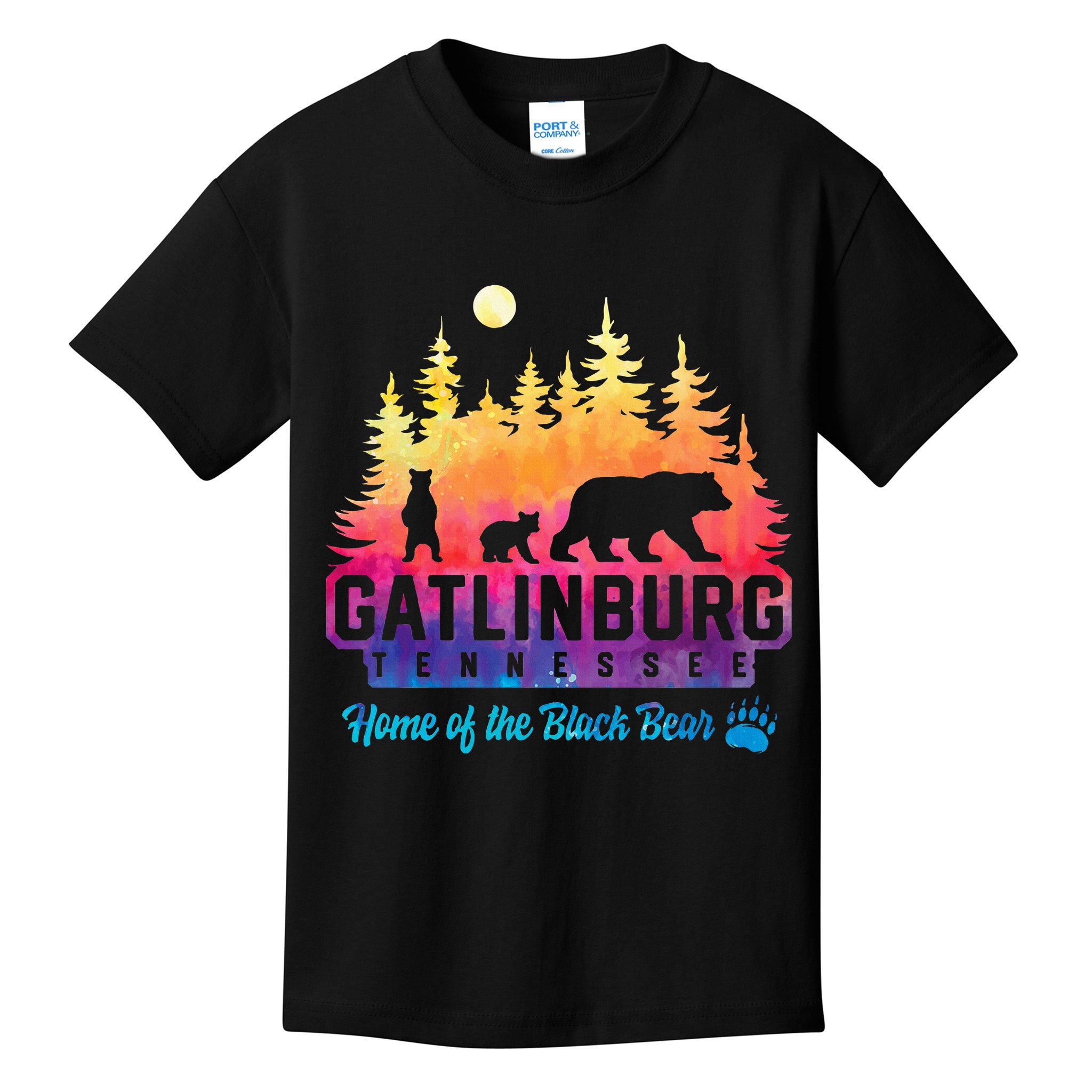 Gatlinburg Tennessee Bear Great Smoky Mountains Tie Dye Kids T-Shirt