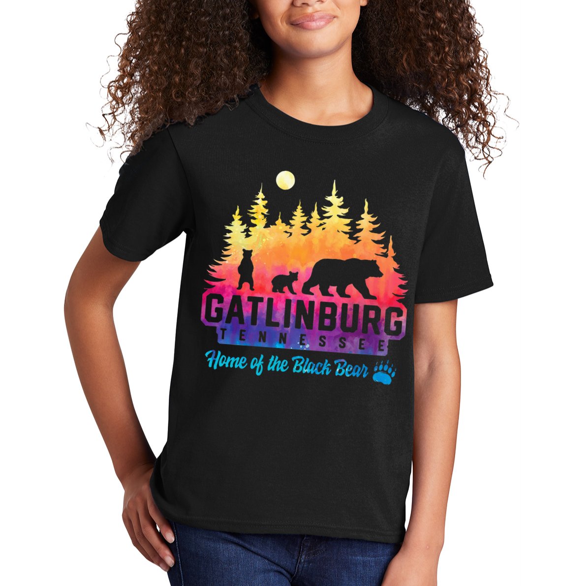 Gatlinburg Tennessee Bear Great Smoky Mountains Tie Dye Kids T-Shirt