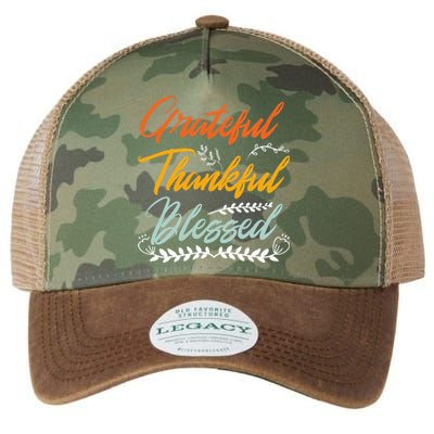 Grateful Thankful Blessed Thanksgiving Legacy Tie Dye Trucker Hat