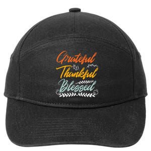 Grateful Thankful Blessed Thanksgiving 7-Panel Snapback Hat