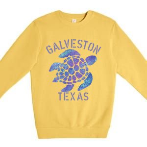 Galveston Tx Beach Design / Tribal Turtle Gift Cute Gift Premium Crewneck Sweatshirt